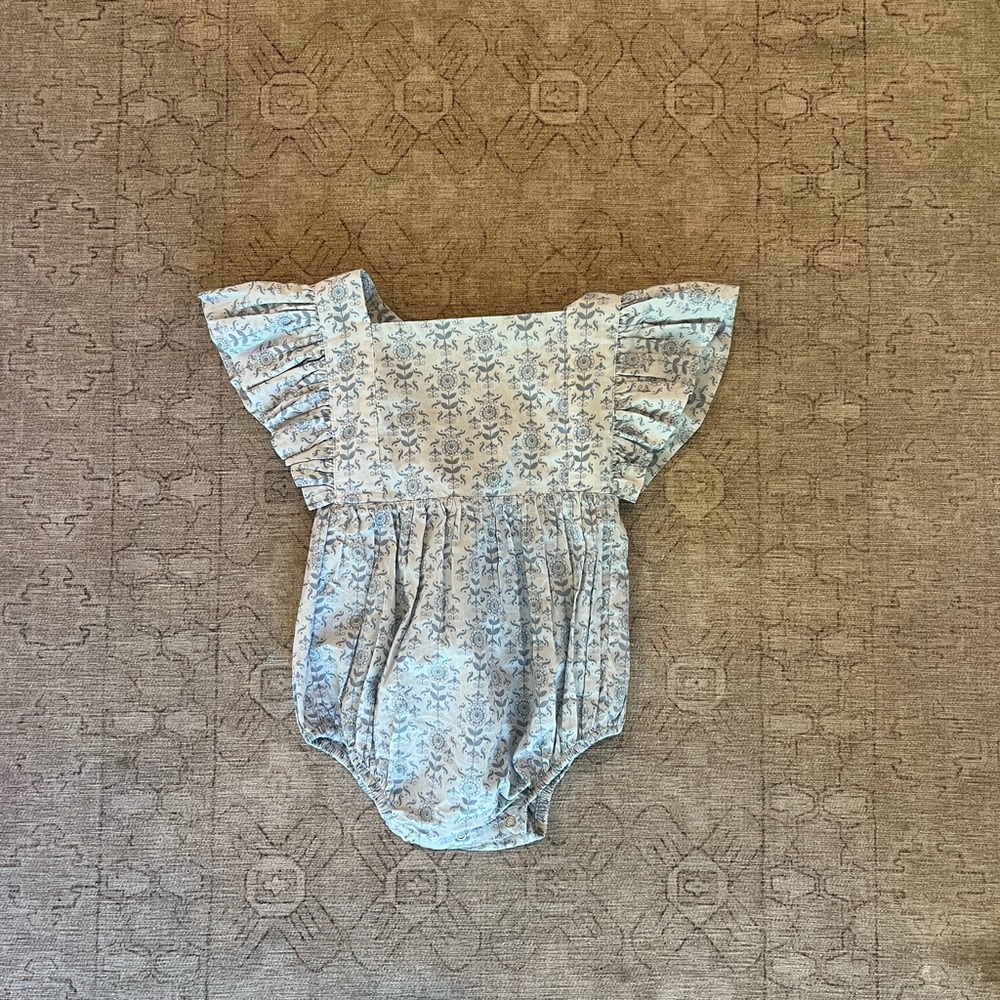 kate quinn Light Blue Floral Flutter Romper